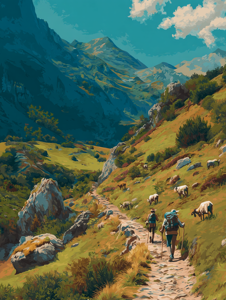 Mountain Hikers Scenic Path (Diamond Painting) Diamond Painting kit