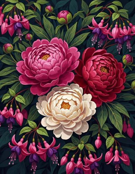 Garden of Peonies (Board Canvas) Paint by Numbers kit