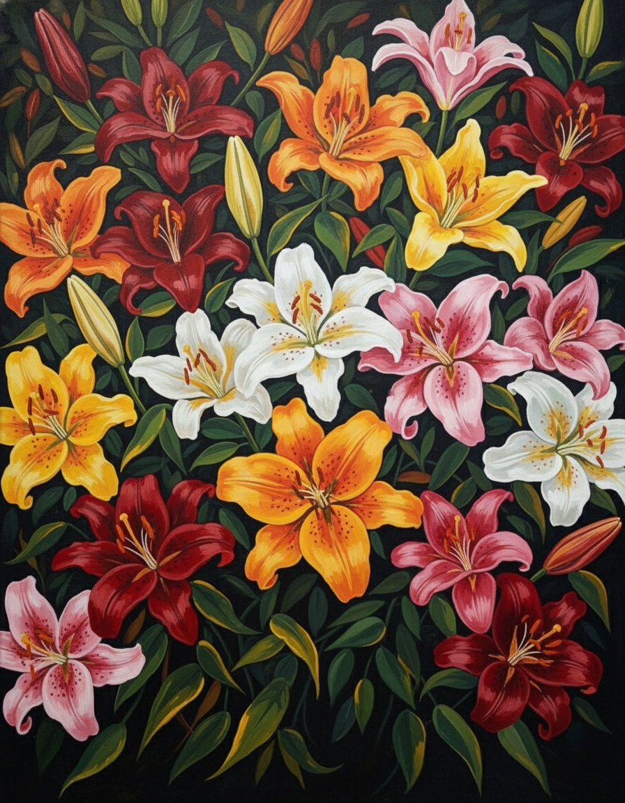 Lily Garden (100 Color Diamond Painting)