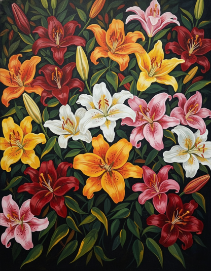 Lily Garden (100 Color Diamond Painting)