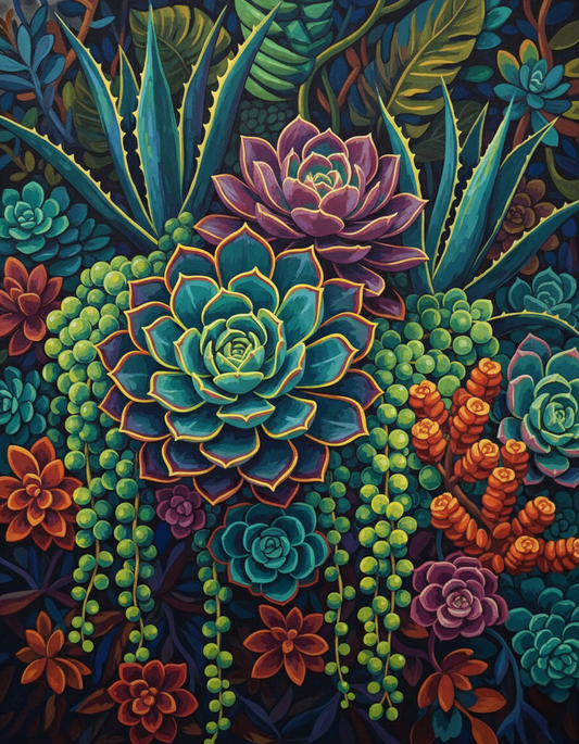 Succulent Cascade (Board Canvas)