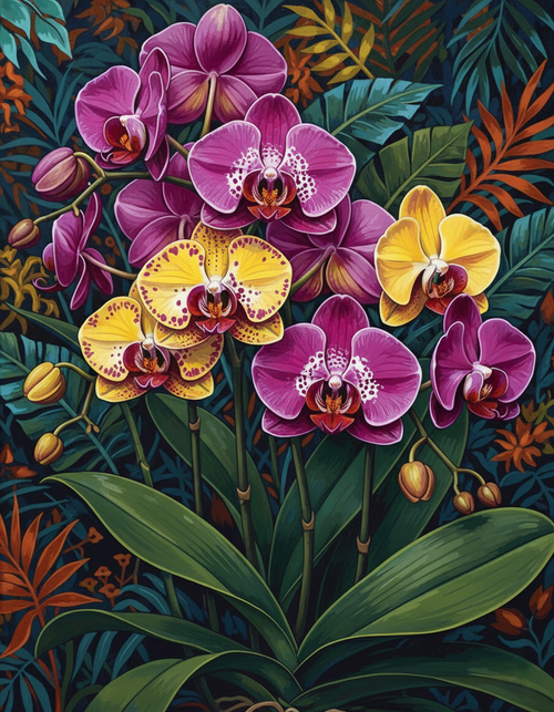 Tropical Orchids (Board Canvas)