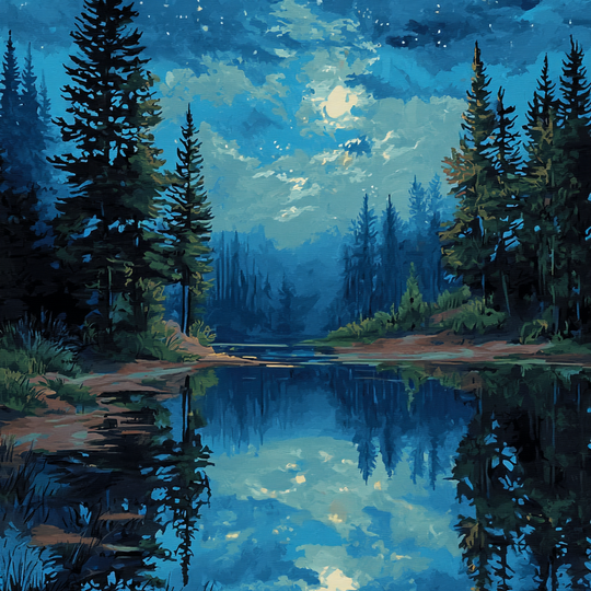 Night Reflections Tranquil Water