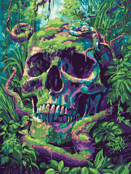 Overgrown Skull with Snake (Diamond Painting) Diamond Painting kit