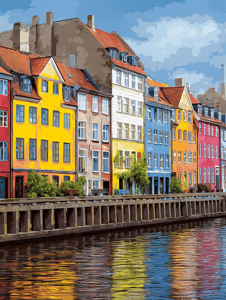 Painted Cityscape by Water (Diamond Painting) Diamond Painting kit