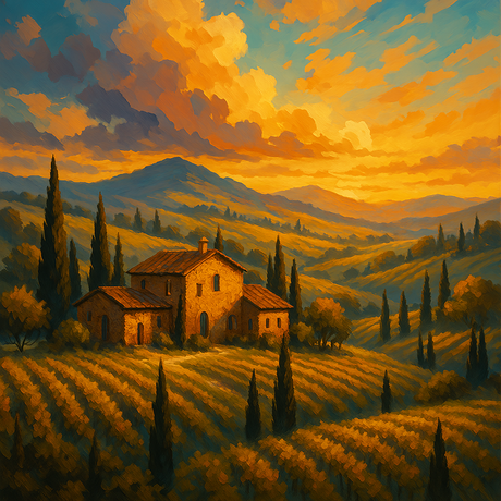 Tuscan Vineyard Landscape (Diamond Painting) Diamond Painting kit