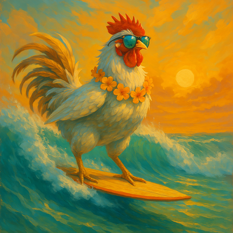 Surfer Chicken at Dawn (Diamond Painting) Diamond Painting kit