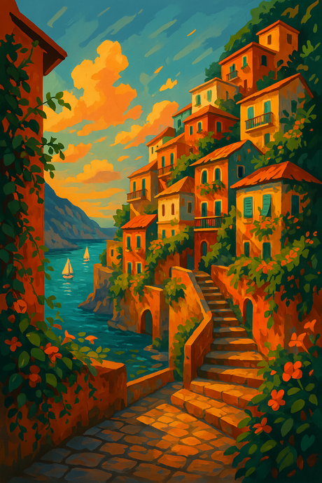 A Rustic Street in Positano (Diamond Painting) Diamond Painting kit