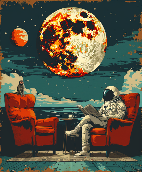 Moonlit Relaxed Spaceman (Diamond Painting) Diamond Painting kit