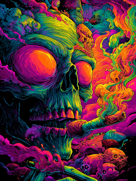 Skull with Vibrant Smoke (Diamond Painting) Diamond Painting kit