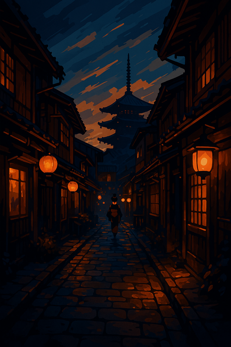 A Cozy Street in Gion at Dusk (Diamond Painting) Diamond Painting kit