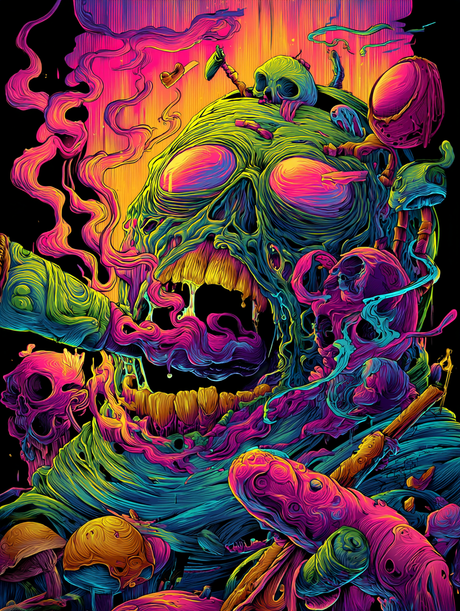 Vibrant Green Monster Skulls (Diamond Painting) Diamond Painting kit