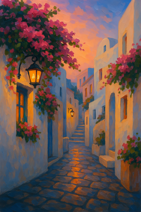 Quiet alley in Oia (Diamond Painting) Diamond Painting kit