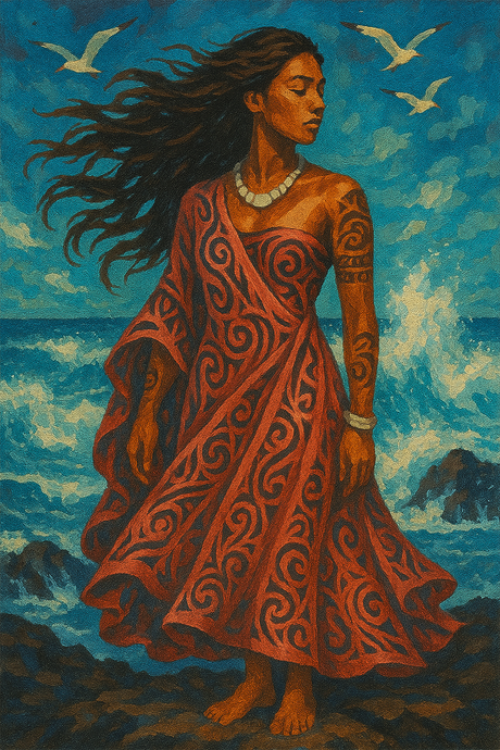 Woman in Tribal Dress by the Waves (Diamond Painting) Diamond Painting kit