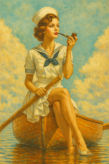 Sailor Girl on a Boat (Diamond Painting) Diamond Painting kit