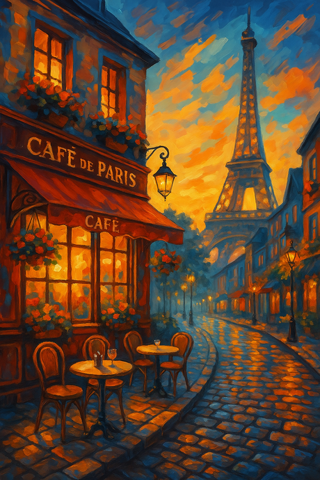 A Paris Café at Golden Hour (Diamond Painting) Diamond Painting kit