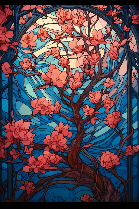 Stained Glass Midnight Magnolia (Diamond Painting) Diamond Painting kit