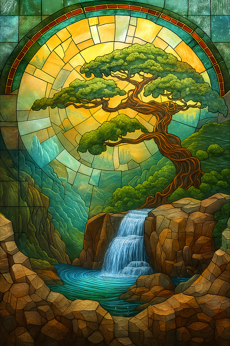 Stained Glass Solstice Falls (Diamond Painting) Diamond Painting kit