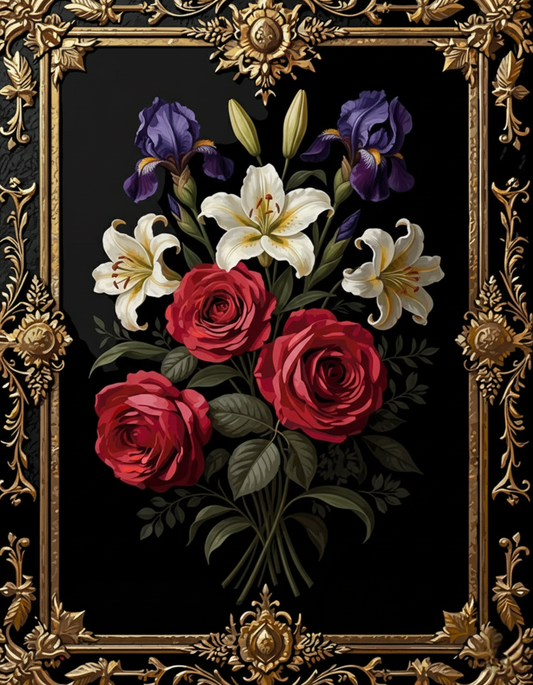 Roses & Lilies, Gold Frame