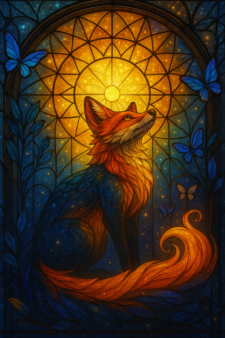 Stained Glass Celestial Fox (Diamond Painting) Diamond Painting kit