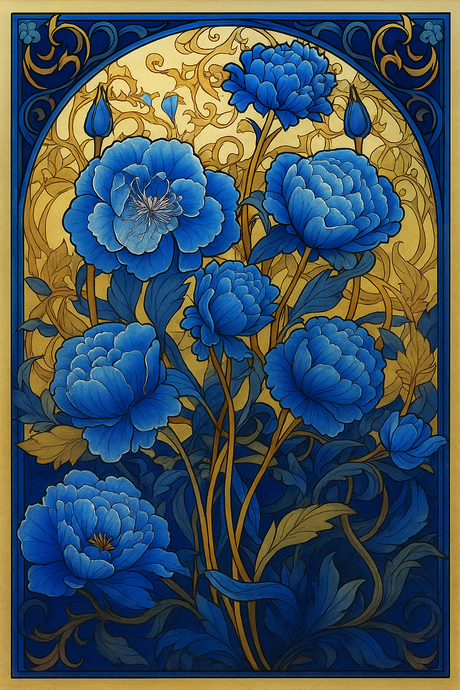Stained Glass Azure Peonies (Diamond Painting) Diamond Painting kit