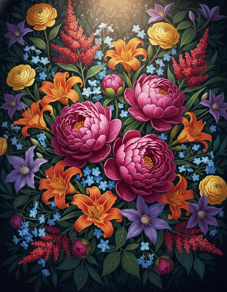 Peony and Clematis Bouquet (Diamond Painting) Diamond Painting kit