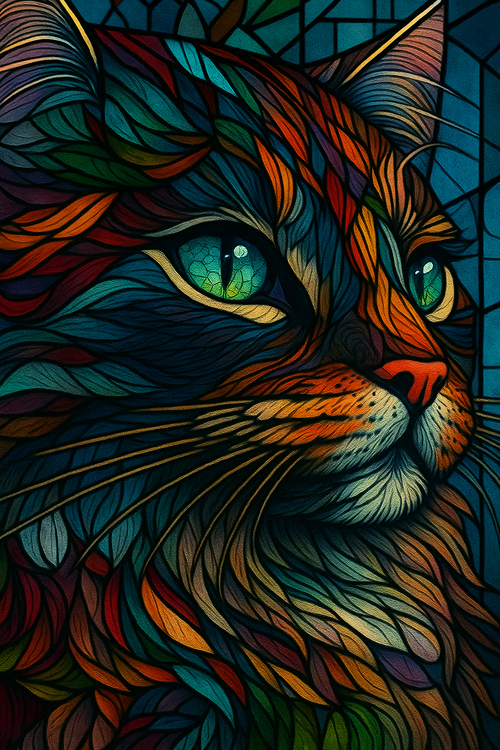 Stained Glass Prismatic Cat
