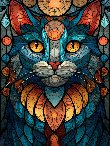 Stained Glass Solar Cat (Diamond Painting) Diamond Painting kit
