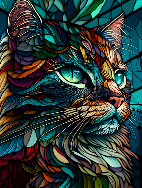 Stained Glass Majestic Prism Cat (Diamond Painting) Diamond Painting kit