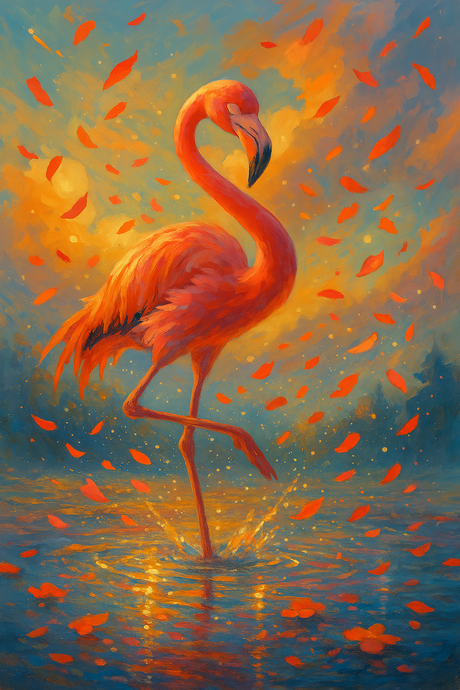 Twilight Flamingo Dance (Diamond Painting) Diamond Painting kit