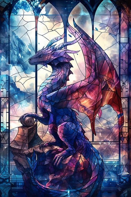 Stained Glass Cathedral Light Dragon (Diamond Painting) Diamond Painting kit