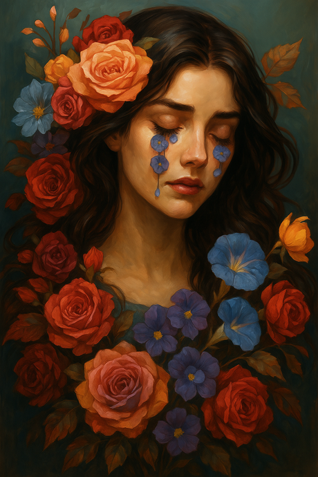 Woman with Floral Tears (Diamond Painting) Diamond Painting kit