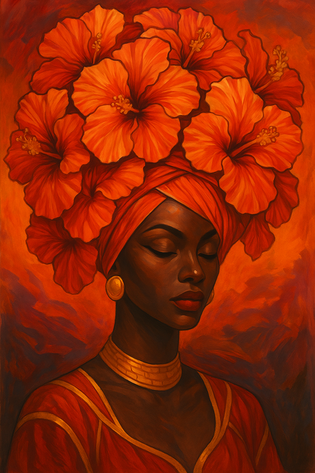African Woman with Hibiscus Crown (Diamond Painting) Diamond Painting kit