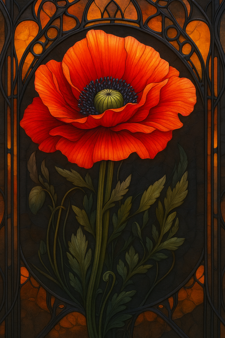 Stained Glass Scarlet Poppy (Diamond Painting) Diamond Painting kit