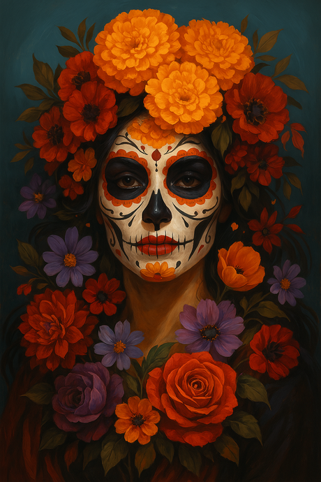 Sugar Skull Woman with Marigolds (Diamond Painting) Diamond Painting kit