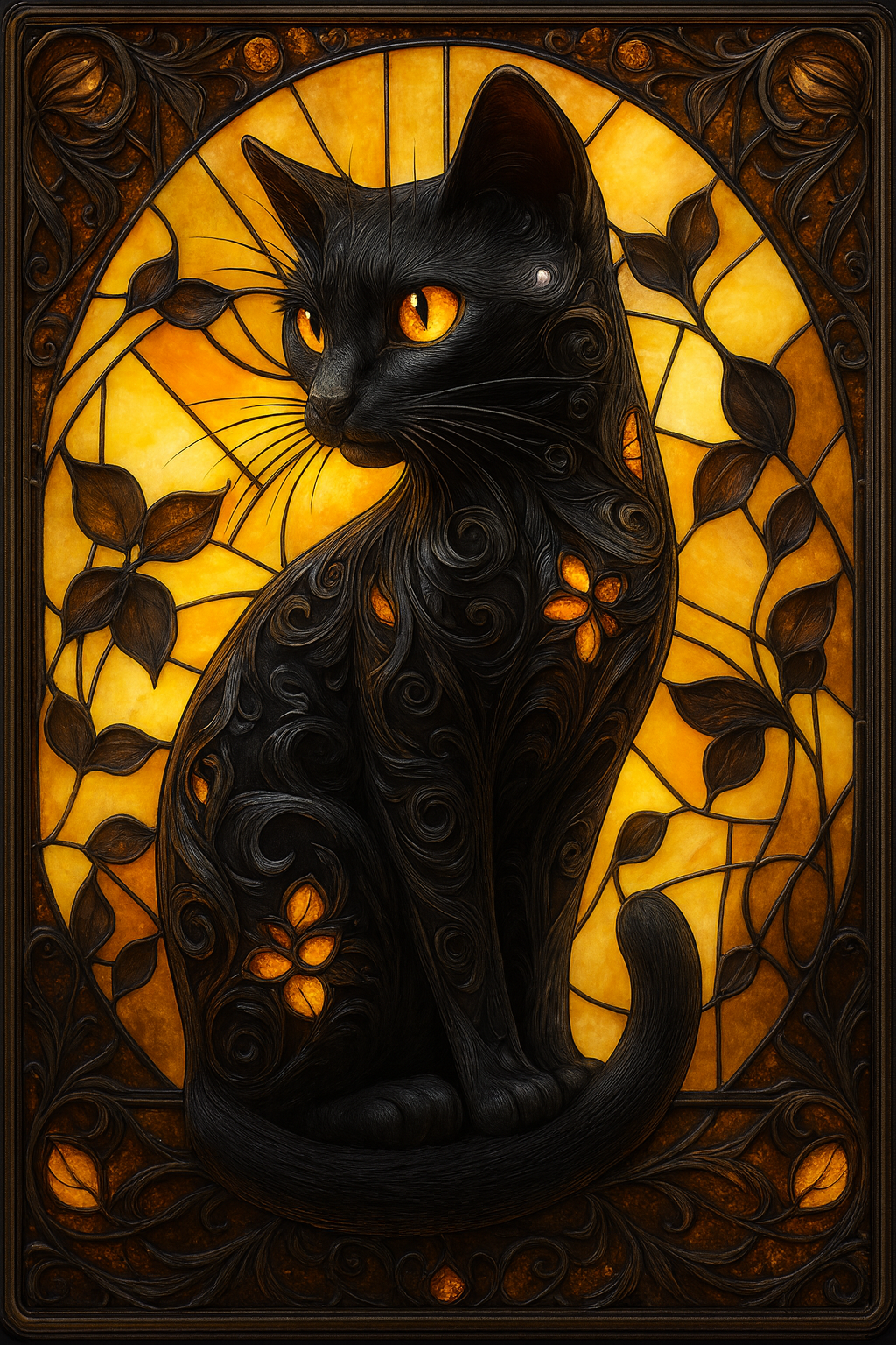 Stained Glass Golden Cat