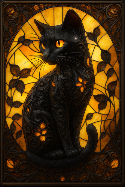 Stained Glass Golden Cat