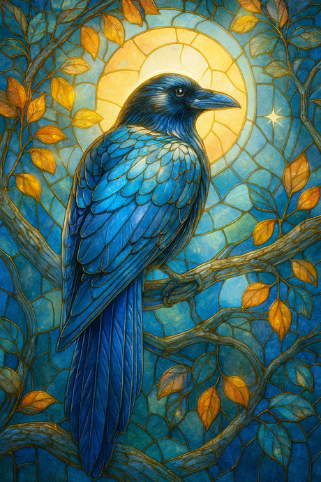 Stained Glass Midnight Raven (Diamond Painting) Diamond Painting kit