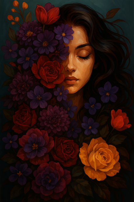 Face Framed in Petals (Diamond Painting) Diamond Painting kit