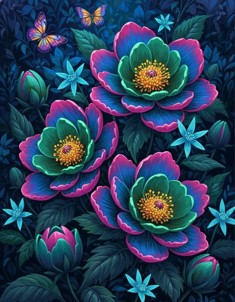 Vibrant Night Blooms (Diamond Painting) Diamond Painting kit