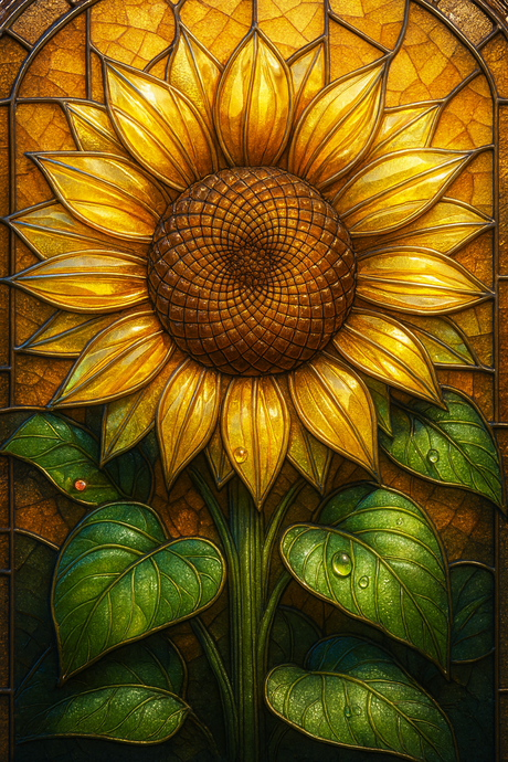 Stained Glass Golden Sunflower (Diamond Painting) Diamond Painting kit