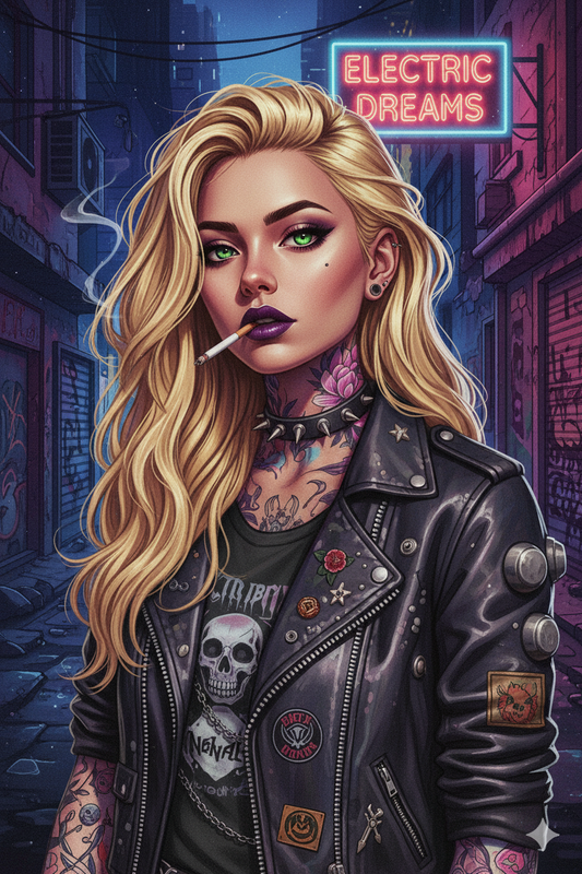 Punk Girl in Leather Jacket