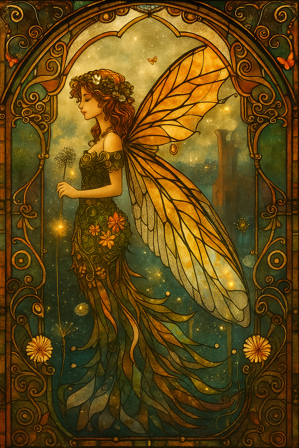 Stained Glass Forest Fairy