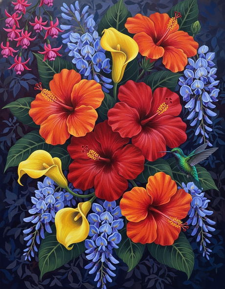 Hibiscus and Calla Lilies (Diamond Painting) Diamond Painting kit