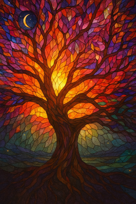 Stained Glass Tree of Radiance (Diamond Painting) Diamond Painting kit