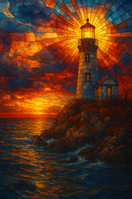 Stained Glass Lighthouse of Eternal Light (Diamond Painting) Diamond Painting kit