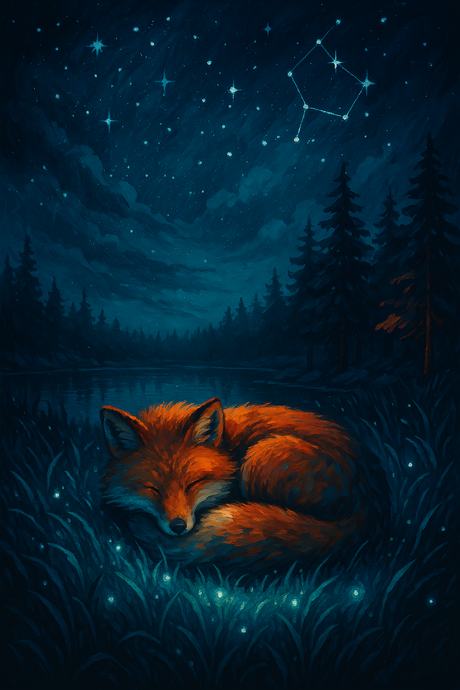 Fox under starry sky (Diamond Painting) Diamond Painting kit