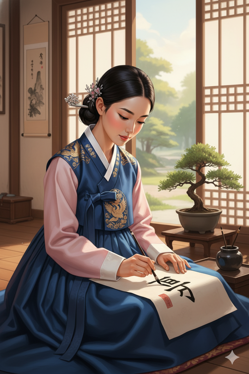 Lady Writing in Sunny Room