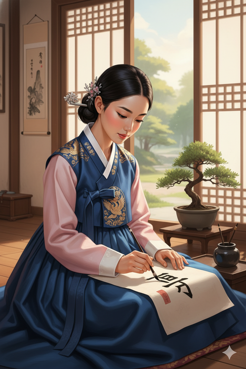 Lady Writing in Sunny Room