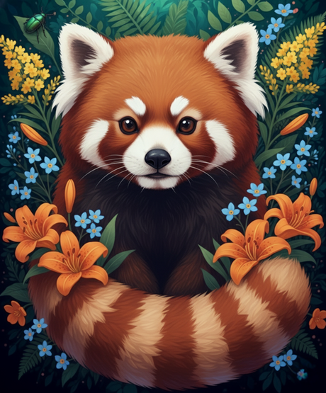 Fluffy Panda, Summer Bloom (Diamond Painting) Diamond Painting kit